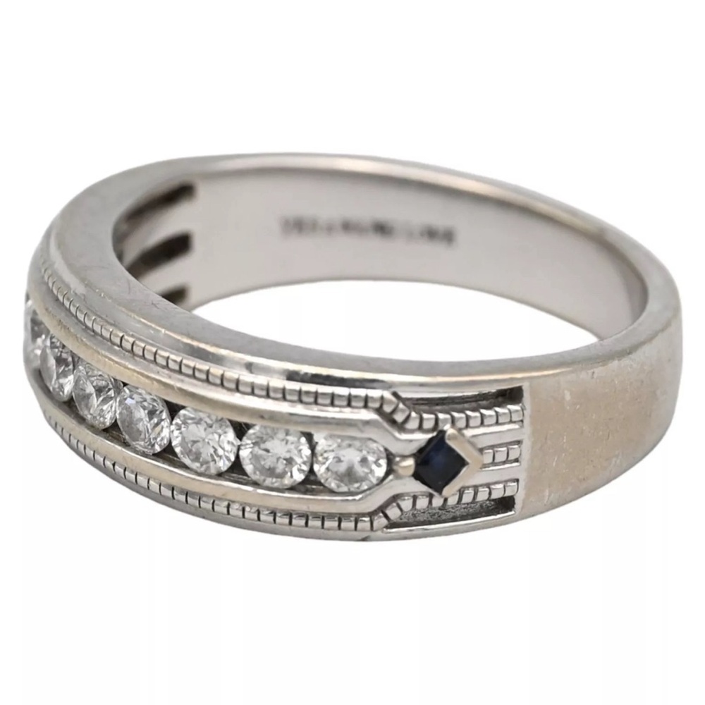 Vera Wang LOVE Collection 14K White Gold 1CT Diamond Blue Sapphire Size 10 - Picture 5 of 7